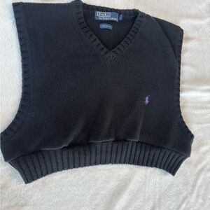 Polo Ralph Lauren Sweater Vest Men’s L Navy Knit V-Neck 100% Cotton